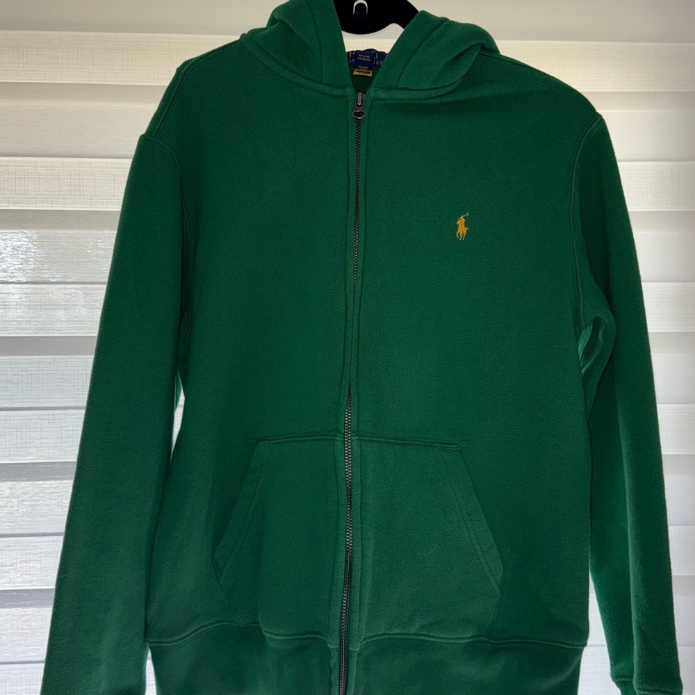 Ralph Lauren Forest Green Zip-Up with Gold Emblem